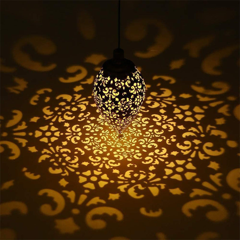Water Drop Shaped Outdoor Solar Projection Light Waterproof Hollowed-out Design for Garden Patio Stair  Landscape Balcony