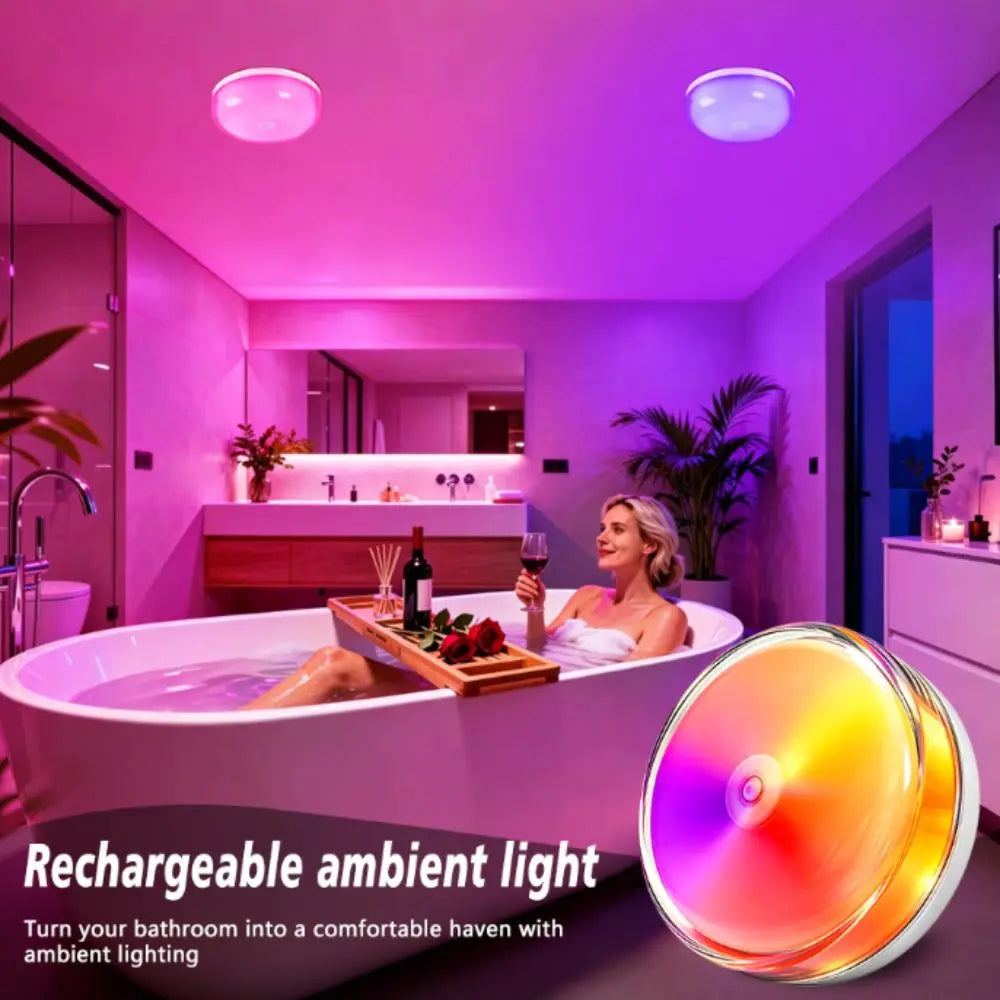 Magnetic Charging Shower Light Wireless Magnetic IP Waterproof Ambient Light 15 RGBW Colors Rechargeable Mood Light Living Room