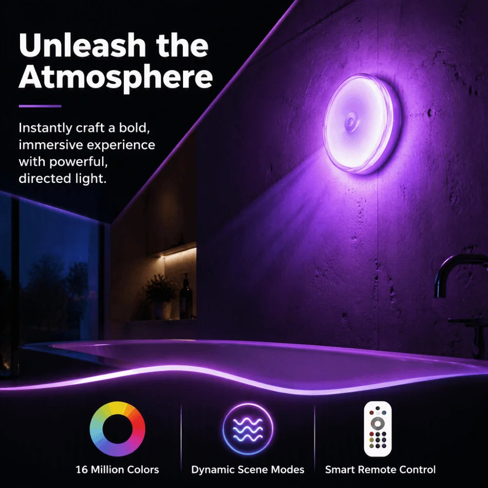 Magnetic Charging Shower Light Wireless Magnetic IP Waterproof Mood Light Color Changing 15 RGBW Colors Night Light Shower