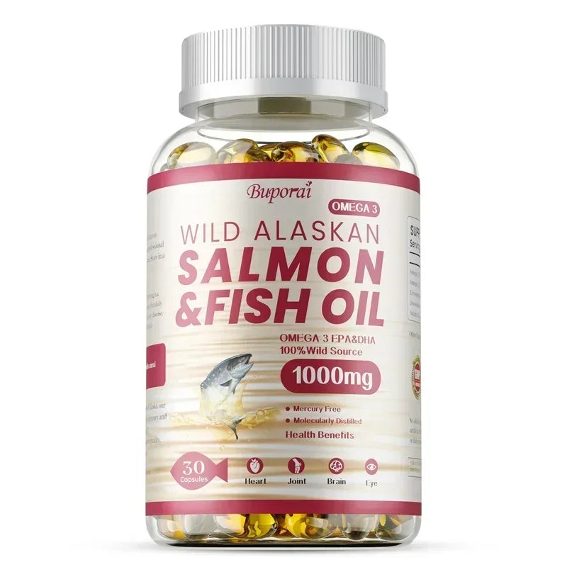 Salmon Fish Oil - Rich in EPA+DHA, Supports Joint, Brain and Eye Health, Enhances Immune Function, and  Antioxidant