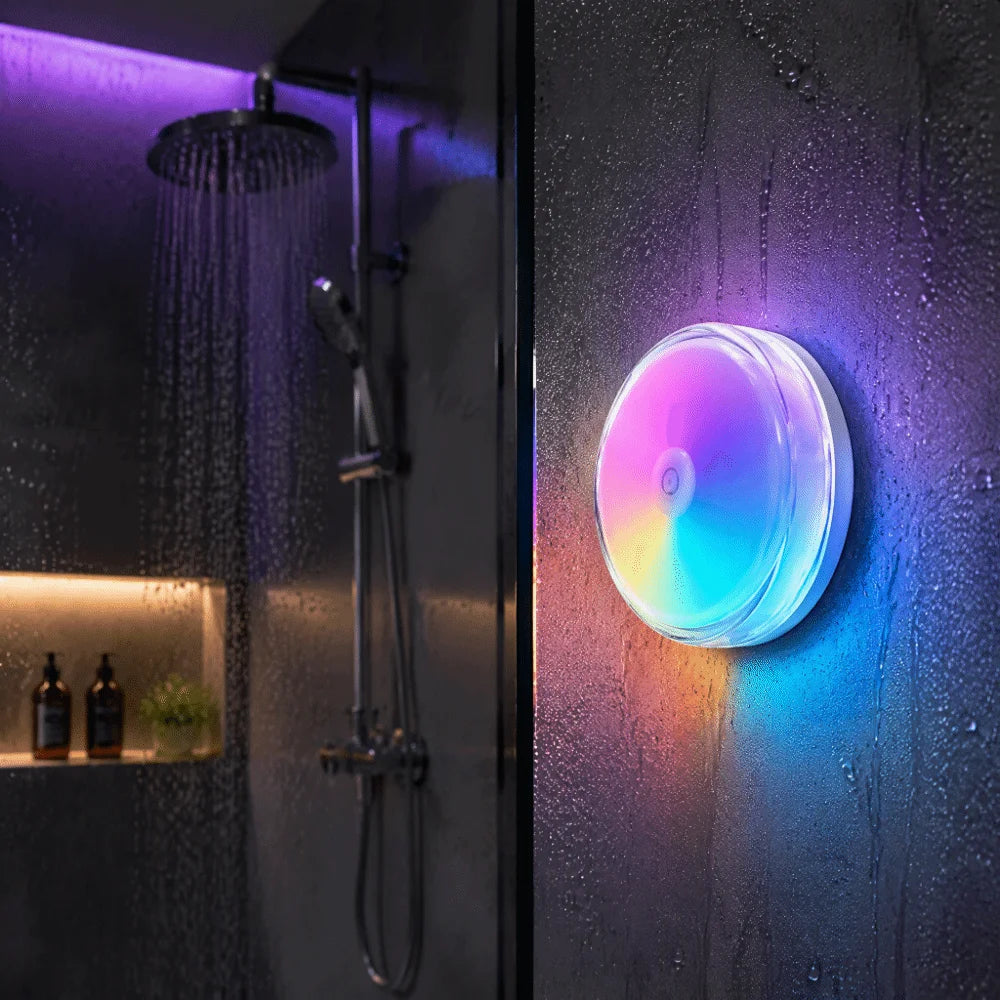 Magnetic Charging Shower Light Wireless Magnetic IP Waterproof Ambient Light 15 RGBW Colors Rechargeable Mood Light Living Room