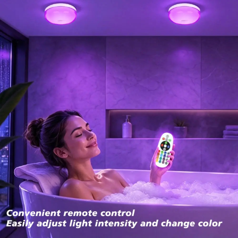 Magnetic Charging Shower Light Wireless Magnetic IP Waterproof Ambient Light 15 RGBW Colors Rechargeable Mood Light Living Room