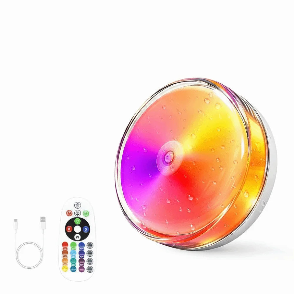 Magnetic Charging Shower Light Wireless Magnetic IP Waterproof Mood Light Color Changing 15 RGBW Colors Night Light Shower