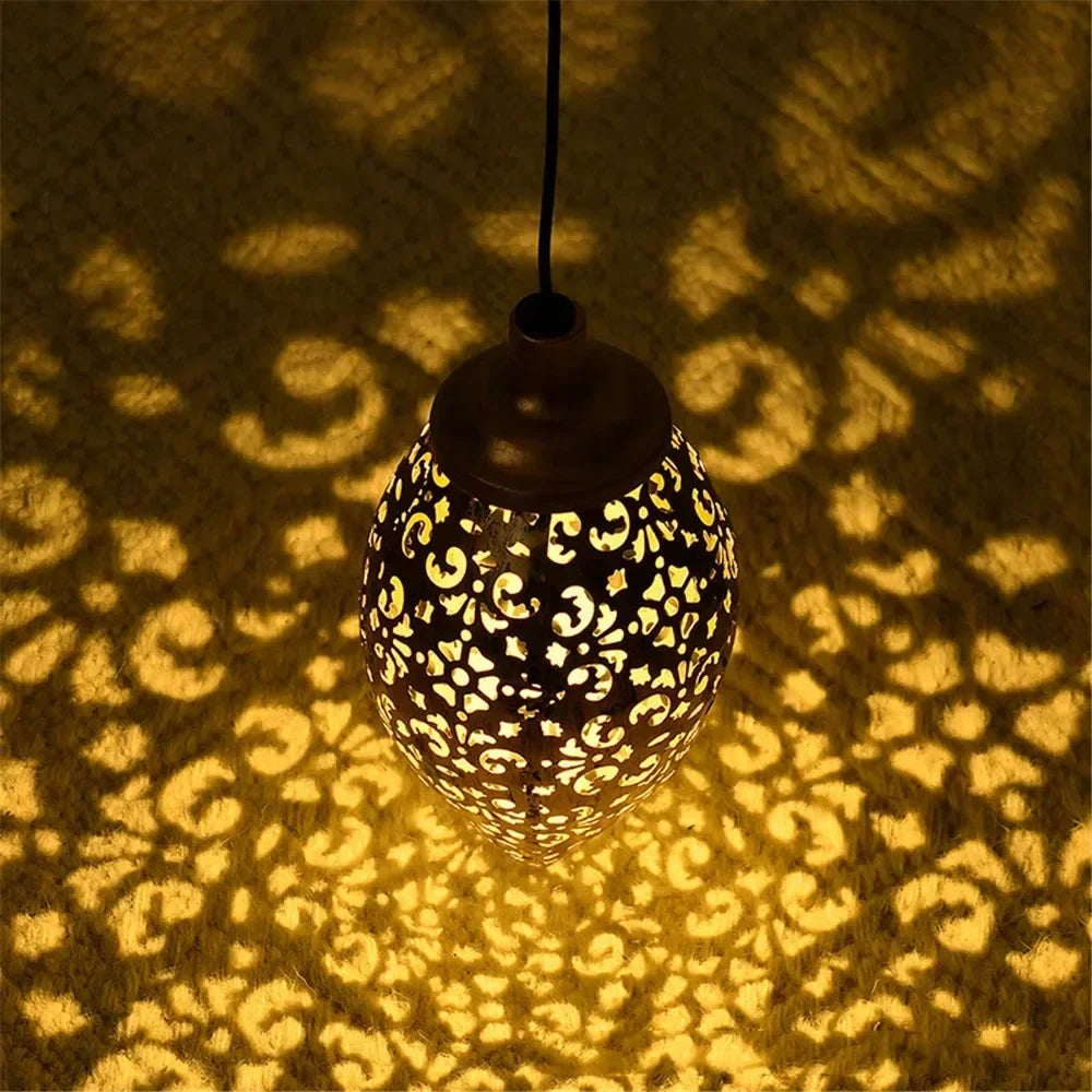 Water Drop Shaped Outdoor Solar Projection Light Waterproof Hollowed-out Design for Garden Patio Stair  Landscape Balcony