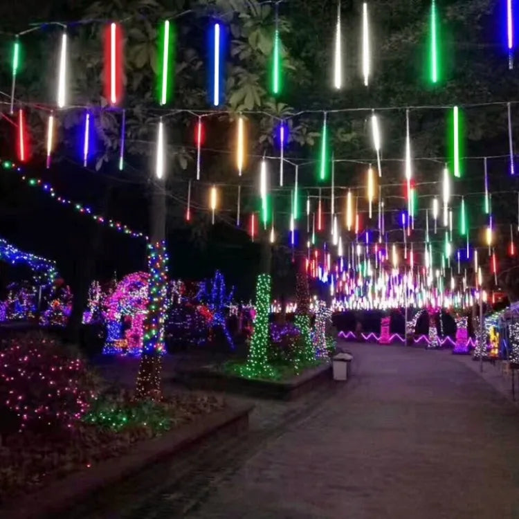 Solar Meteor Shower Lights Outdoor Meteor Lights 10Tubes Waterproof LED Falling Raindrop Christmas Halloween Fairy String Lights