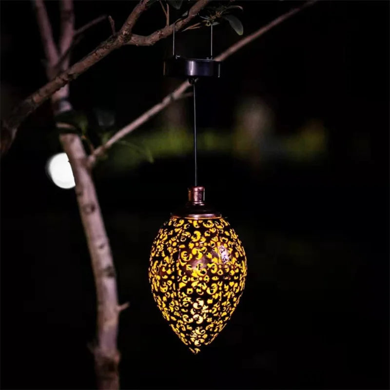 Water Drop Shaped Outdoor Solar Projection Light Waterproof Hollowed-out Design for Garden Patio Stair  Landscape Balcony