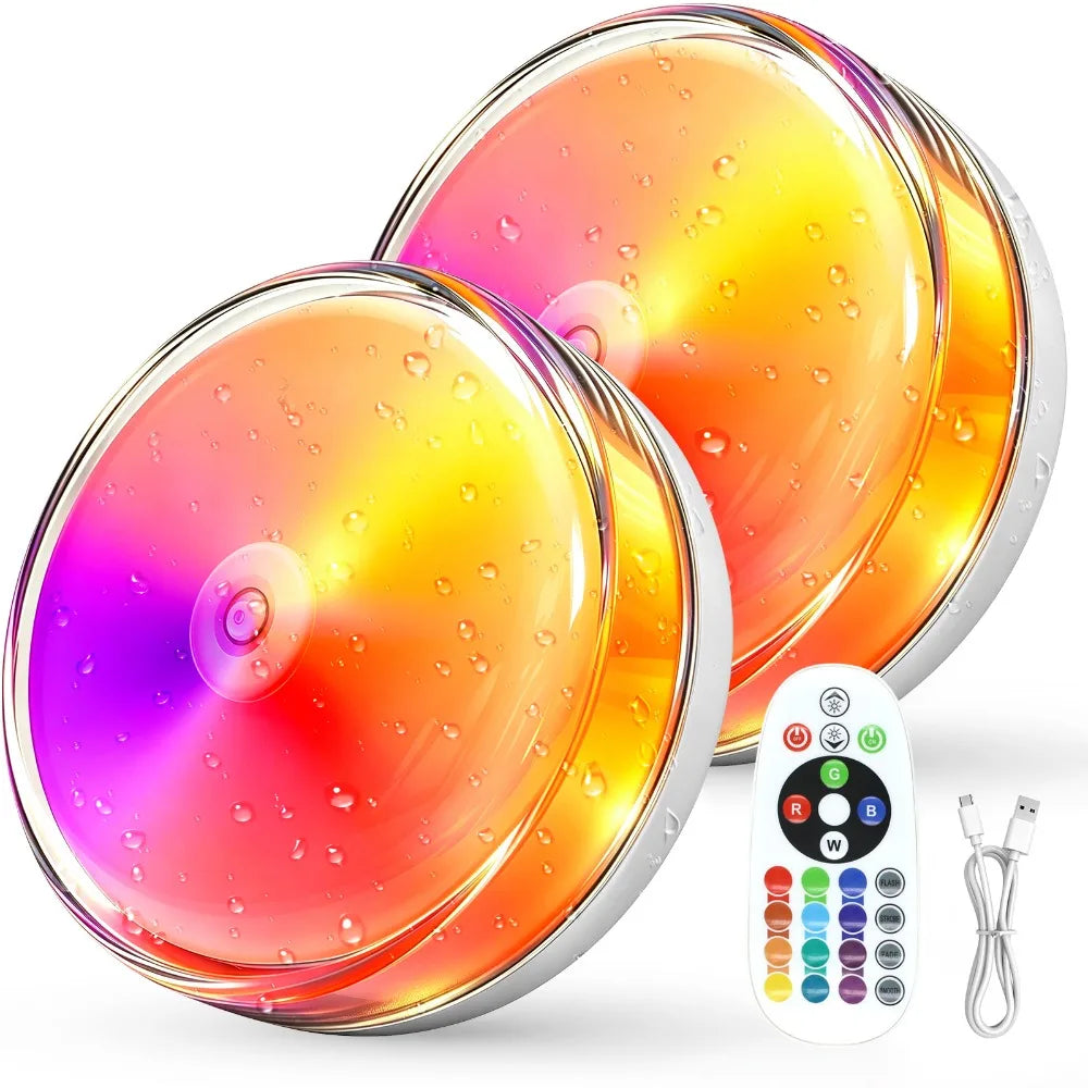 Magnetic Charging Shower Light Wireless Magnetic IP Waterproof Ambient Light 15 RGBW Colors Rechargeable Mood Light Living Room