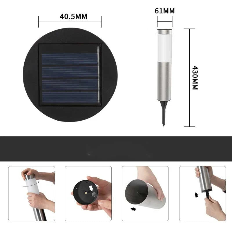 Solar Garden Light Solar Stainless Steel Garden Path Light Outdoor Landscape Light Gate Column Patio Yard Driveway Lawn Light