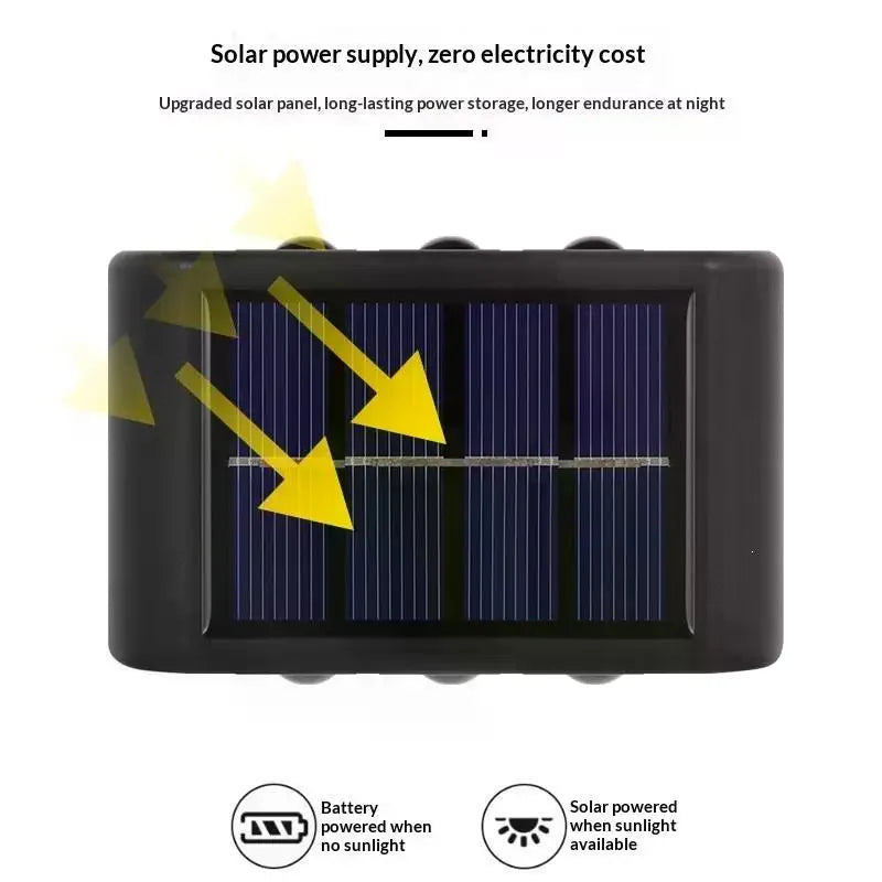 Solar Wall Lamp Outdoor Waterproof Solar Fence Lights Solar Powered Up Down Lighting Garden Yard Street Decoration Wall Lights