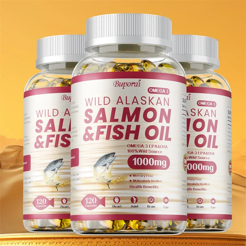 Salmon Fish Oil - Rich in EPA+DHA, Supports Joint, Brain and Eye Health, Enhances Immune Function, and  Antioxidant