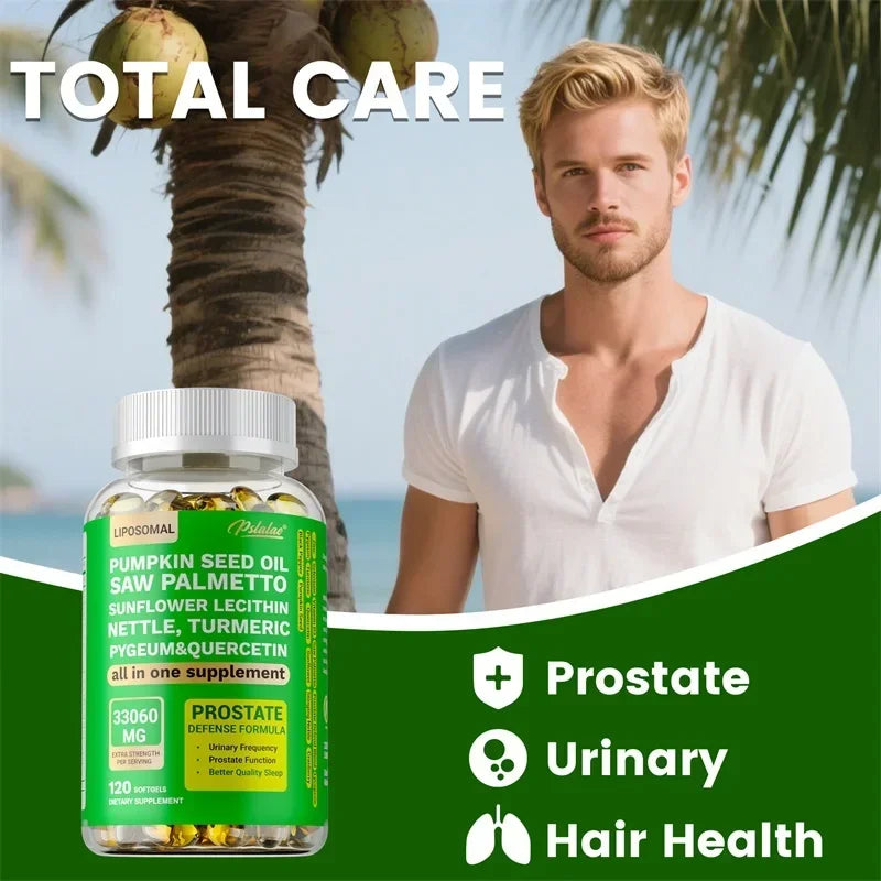 Prostate Support Supplement - DHT Blocker, Promotes Urinary and Prostate Health, Benefits Men's Health - Vegan