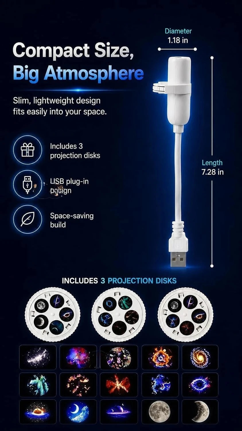 Moon Galaxy Night Light for Bedroom Plug and Play Ceiling Ocean Projector LED Starry Sky Lamp for Home Decor Sleep Mood Lighting