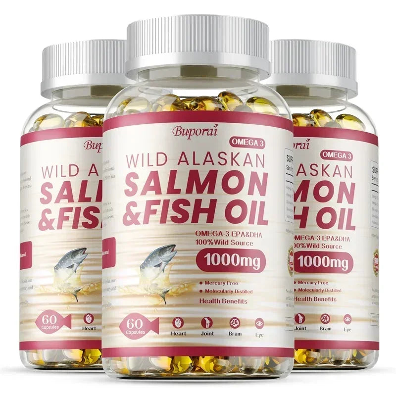 Salmon Fish Oil - Rich in EPA+DHA, Supports Joint, Brain and Eye Health, Enhances Immune Function, and  Antioxidant