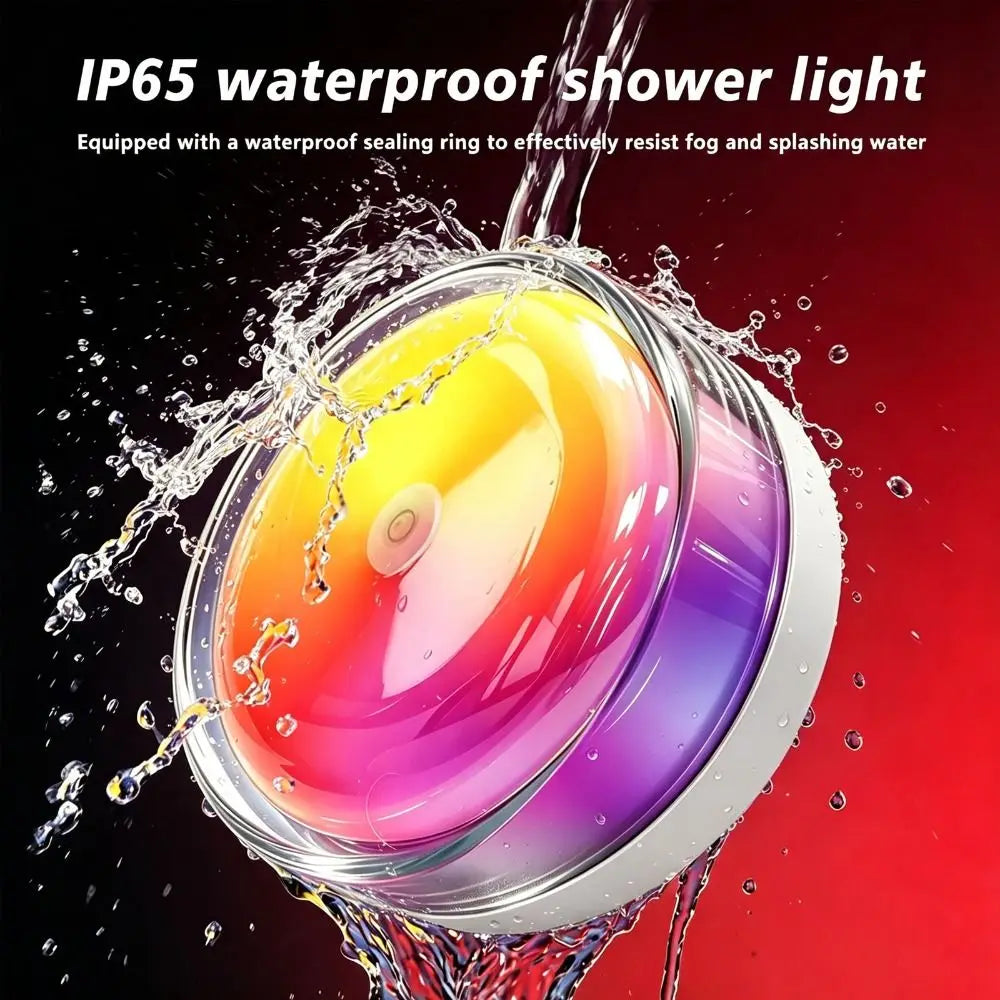 Magnetic Charging Shower Light Wireless Magnetic Color Changing Ambient Light IP Waterproof 15 RGBW Colors Mood Light Indoor
