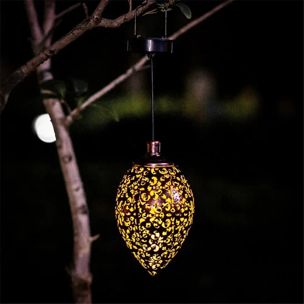 Water Drop Shaped Outdoor Solar Projection Light Waterproof Hollowed-out Design for Garden Patio Stair  Landscape Balcony