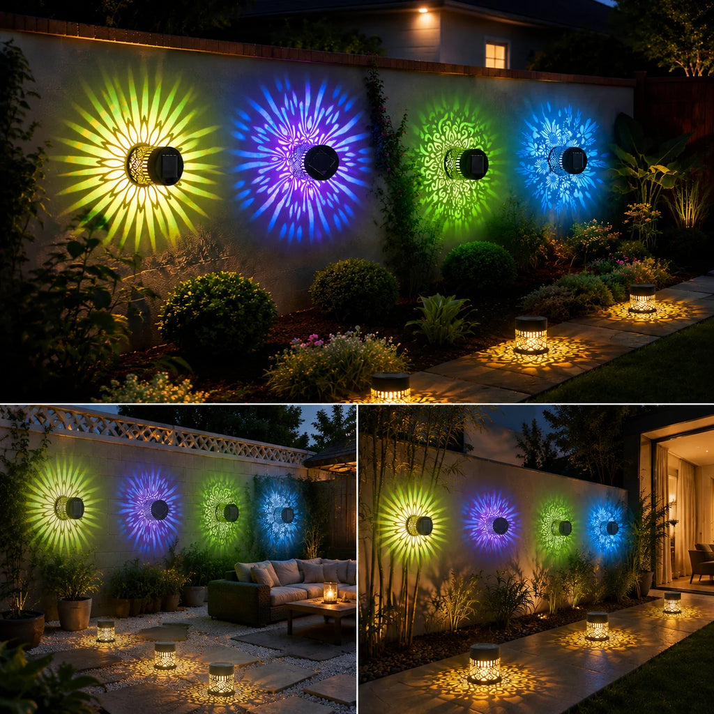 LED Solar Light IP65 Waterproof and Warm Wall Light Suitable for Garden Lawn Camping Steps Greenway Courtyard Night Light
