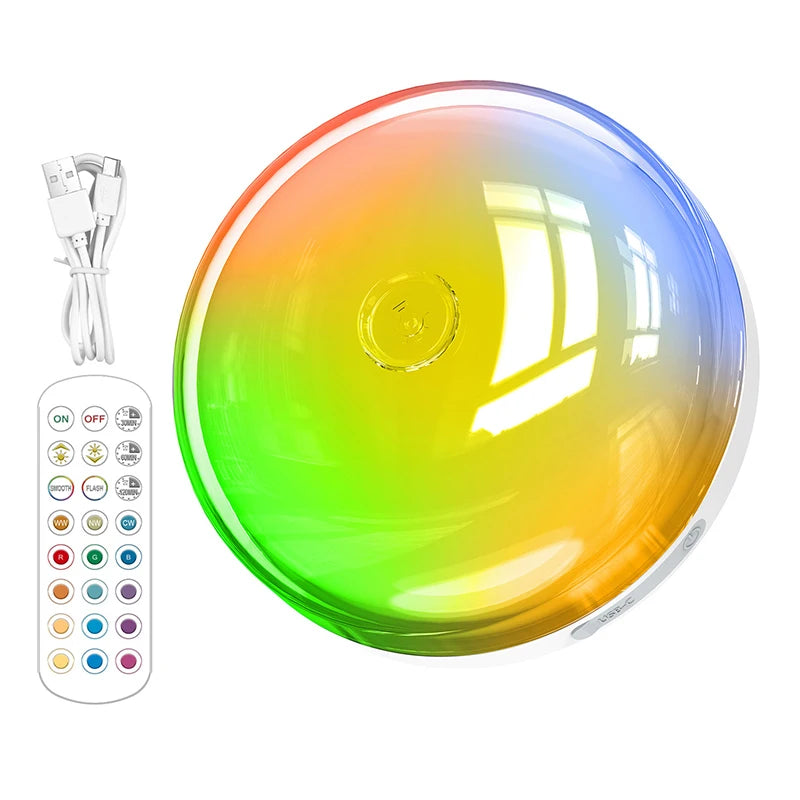 Waterproof Shower Light 15 Color Rechargeable LED with Remote Timer Wireless Magnetic Ceiling Light for Bathroom Shower Bedroom
