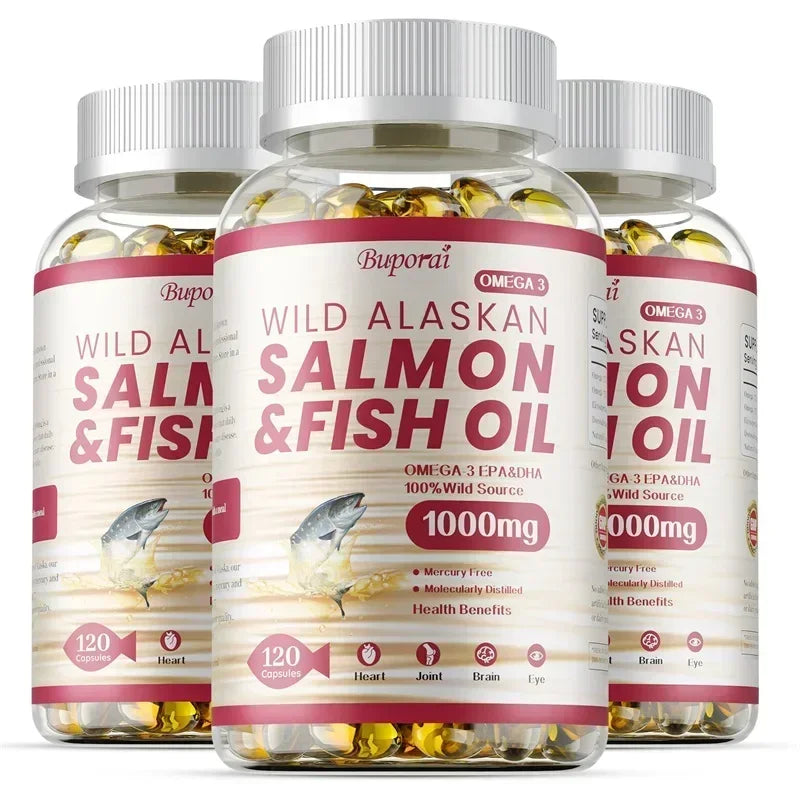 Salmon Fish Oil - Rich in EPA+DHA, Supports Joint, Brain and Eye Health, Enhances Immune Function, and  Antioxidant
