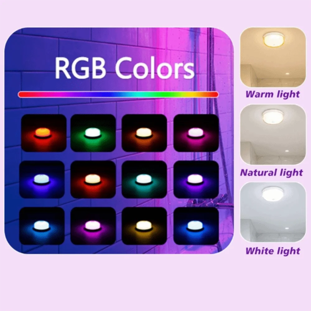 Magnetic Charging Shower Light Wireless Magnetic IP Waterproof Ambient Light 15 RGBW Colors Rechargeable Mood Light Living Room
